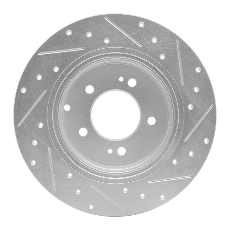 Kia Cadenza Brake Rotor (1) - Rear Left - R1 Concepts - Drilled & Slotted - Silver - `17-`19